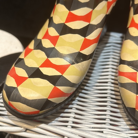 Kate Spade Knee High Randi Too Bow Printed Heeled Rain Boots Retro/Vintage Sz 7 - Picture 6 of 9